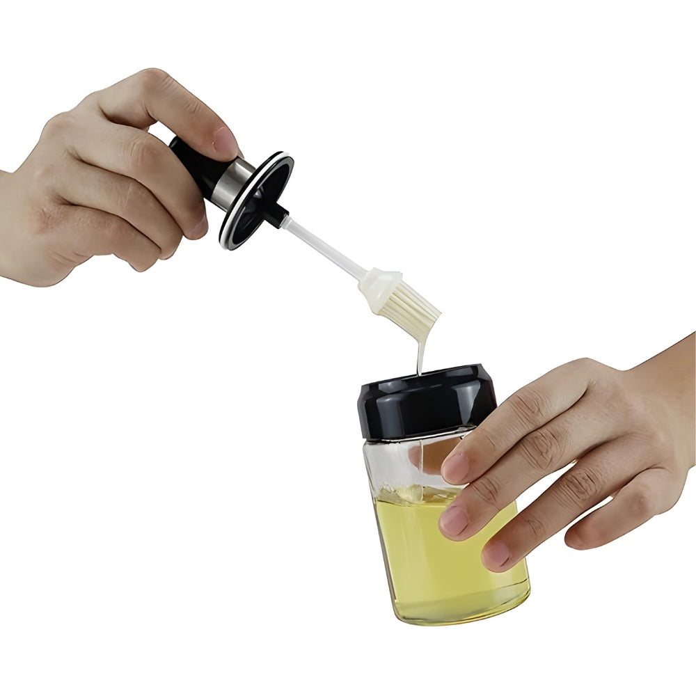 2 Oil Bottle With Silicone Brush For Cooking BBQ Kitchen