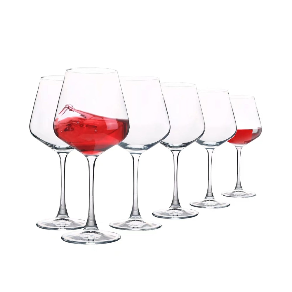 20 Ounce Burgundy Red Wine Glasses, Classic Long Stemmed Wine Glasses, Set of 6