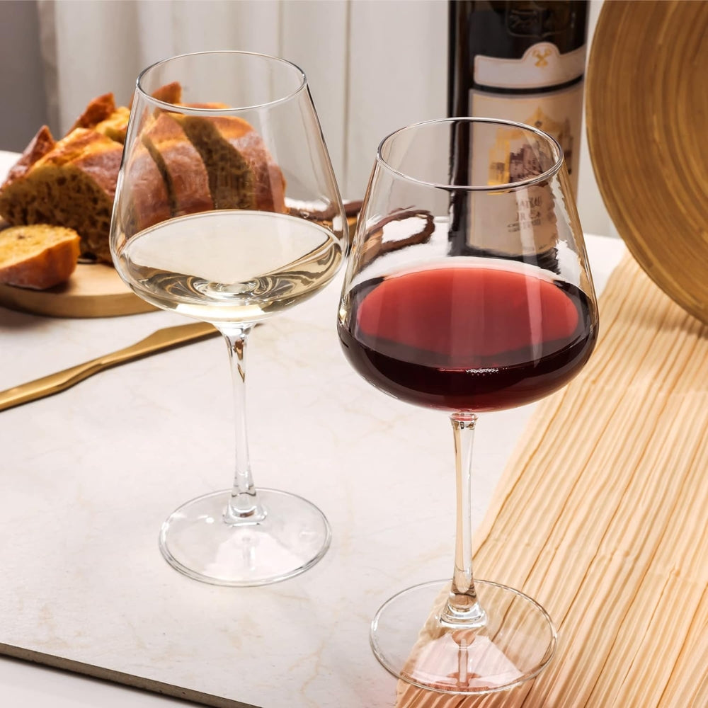 20 Ounce Burgundy Red Wine Glasses, Classic Long Stemmed Wine Glasses, Set of 6