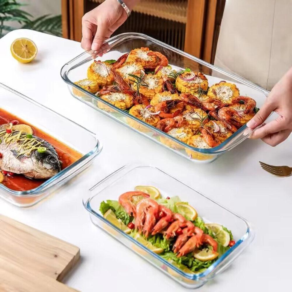 3 Piece Rectangular Glass Baking Trays