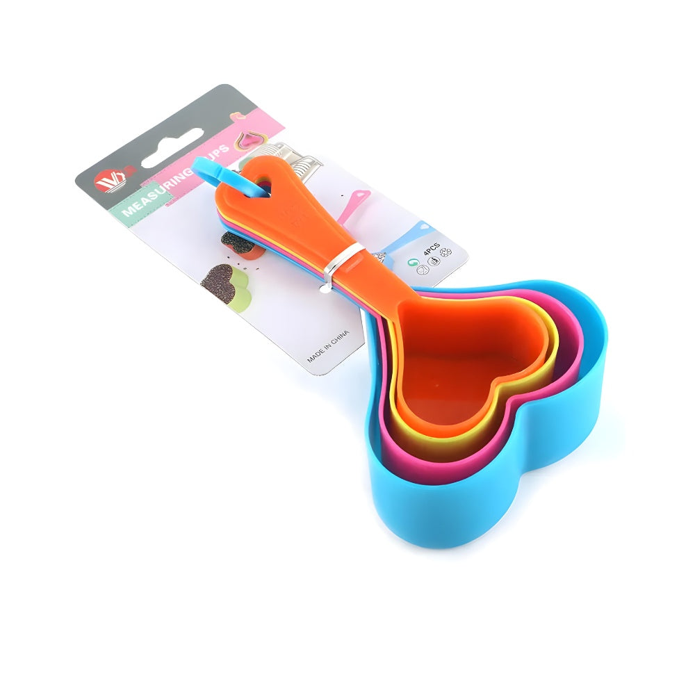 4 Pcs Heart Shape Colored Plastic Measuring Tool Measuring Spoons Set For Cooking And Baking