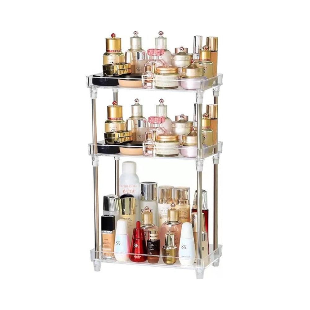 Acrylic Organiser Multifunctional Makeup Tray Corner Shelf For Makeup Cosmetics Shower Shelves 3 Tiers