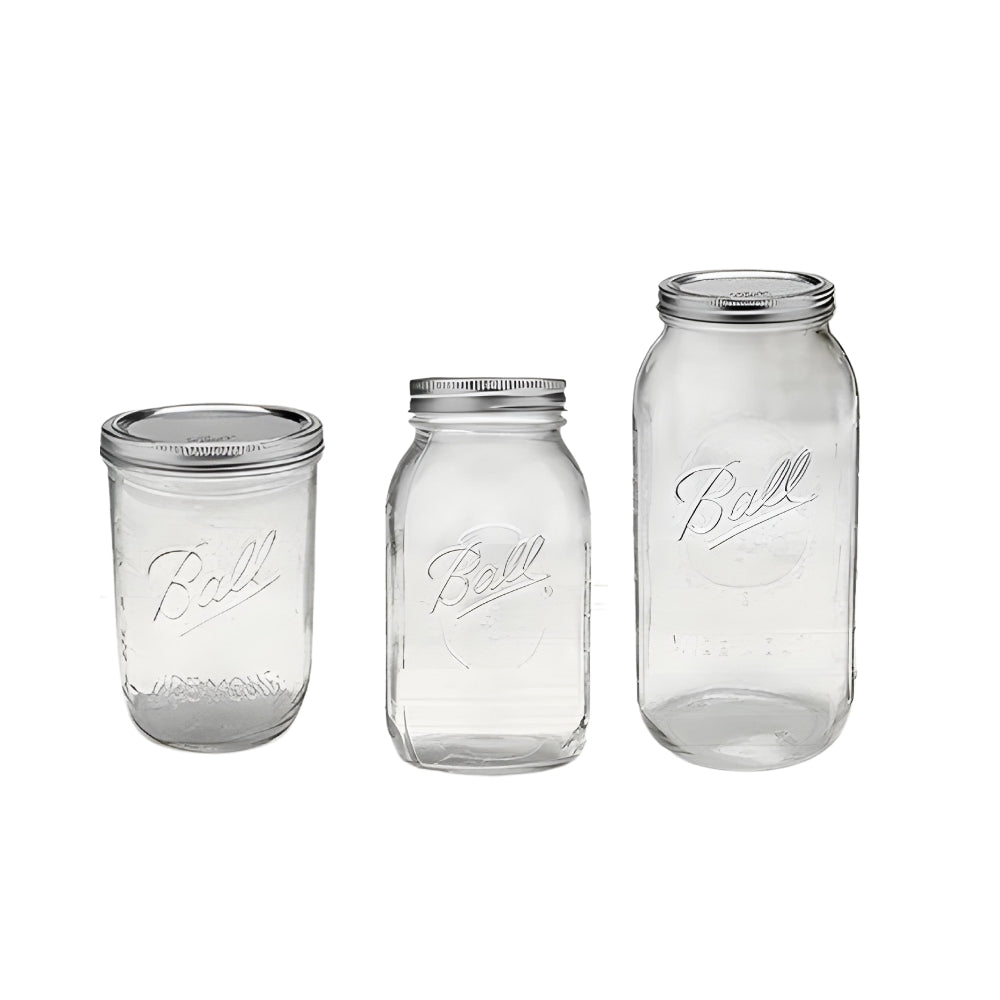 Ball Glass Wide Mouth Jar With Lid & Band, Single Jar,1.8L,946 ml,473 ml