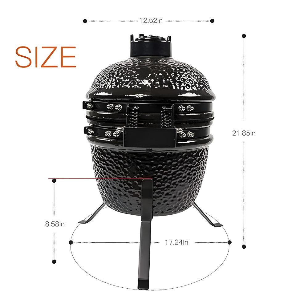 Charapid 12 Inch Kamado Grill, Ceramic Charcoal Egg Grill, Multifunctional Outdoor Smoker Grill For BBQ, Camping And Picnic