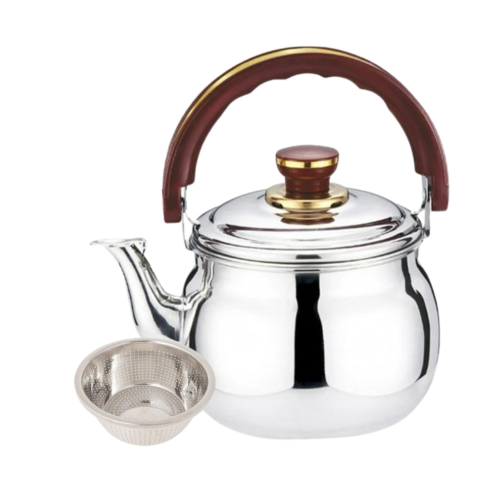 Chinese Whistling Tea Kettle Kitchen Whistle Pot Practical Sounding Kettle (Silver) 1 L