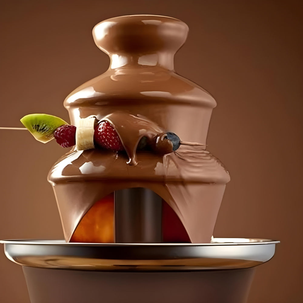 Chocolate Fountain, 3 Tiers Electric Melting Machine Chocolate Fondue Fountain ,Stainless Steel Cascading Mini Hot Chocolate Fondue Pot Fountain Party Fondue, Home Party For Nacho Cheese, BBQ Sauce, Fruit,Ranch, Liqueurs