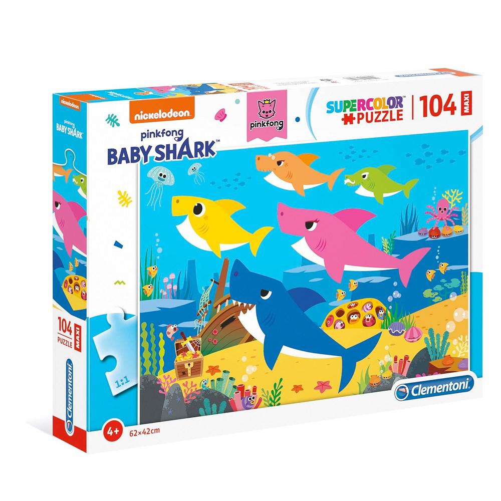 Clementoni 23751 Baby Shark Supercolor Puzzle For Children, 104 Maxi