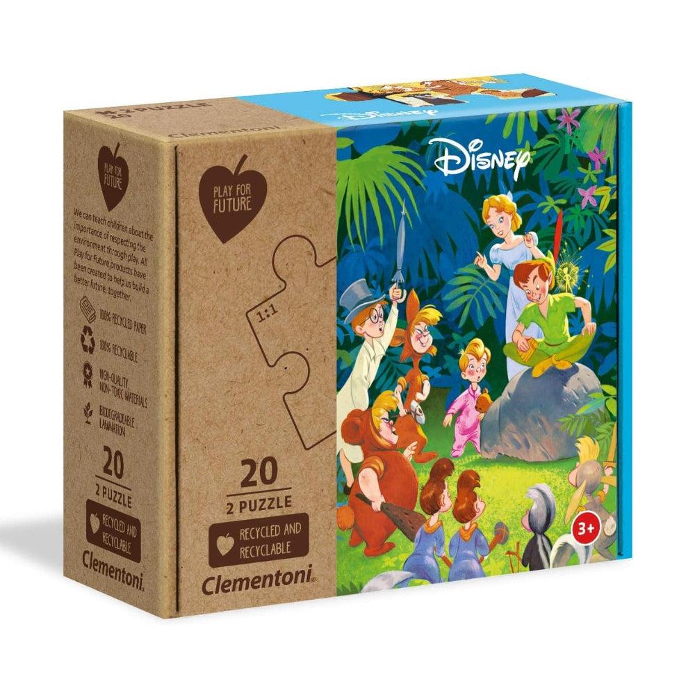 Clementoni 24774 – Disney – The Jungle Book + Peter Pan – 2×20 Pcs – Made In Italy – 100% Recycled Materials, Jigsaw Puzzle For Kids