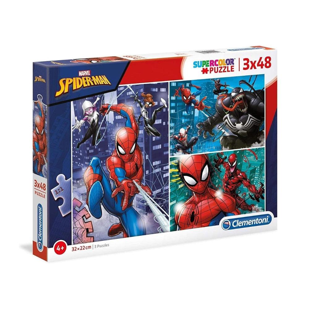 Clementoni 25238 Spiderman 25238-Supercolor Puzzle-Spider Man-3 x 48 Pcs , Multi-Coloured