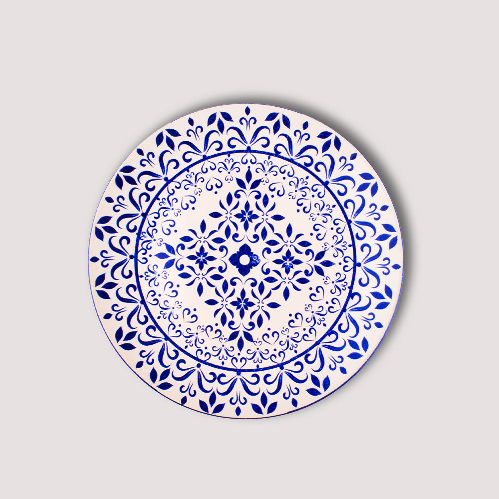 Cobalt Floral Mandala Flat Dish 26CM