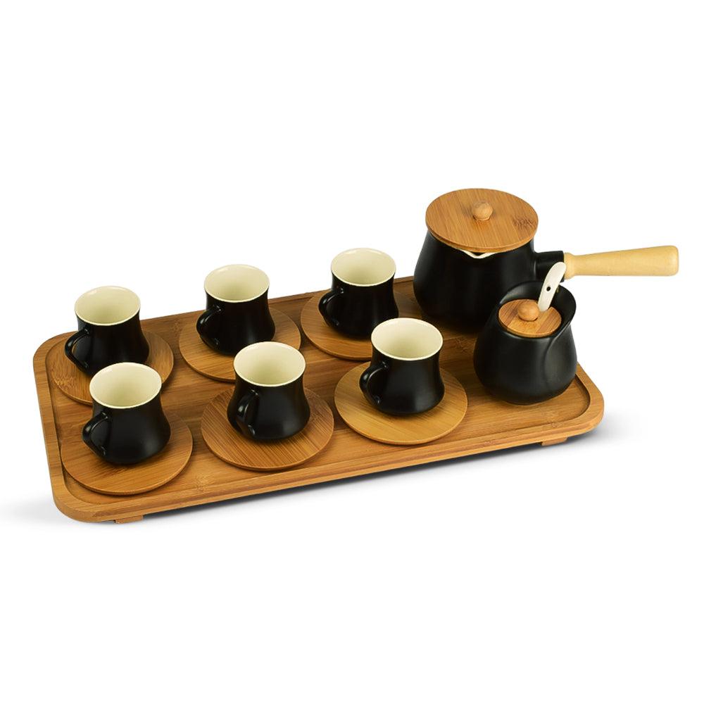 Coffee Set With Bamboo Tray (17Pcs)