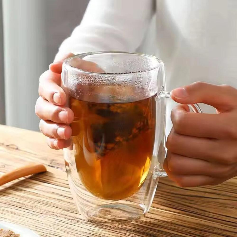 Double Wall Glasses Coffee Mug with Handle