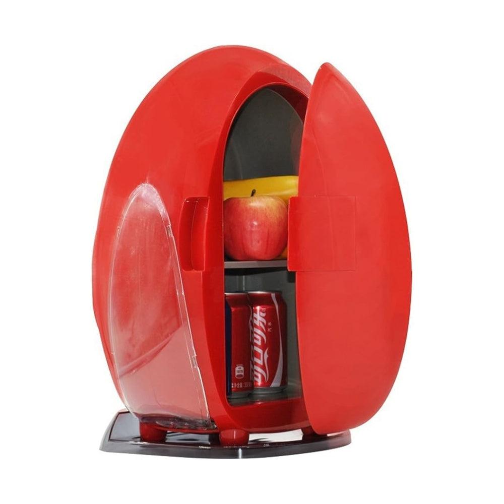 Egg-Shaped Car Refrigerator Portable Mini Fridge Household Small Electronic Freezer Office Cooling Heating 10L,Red