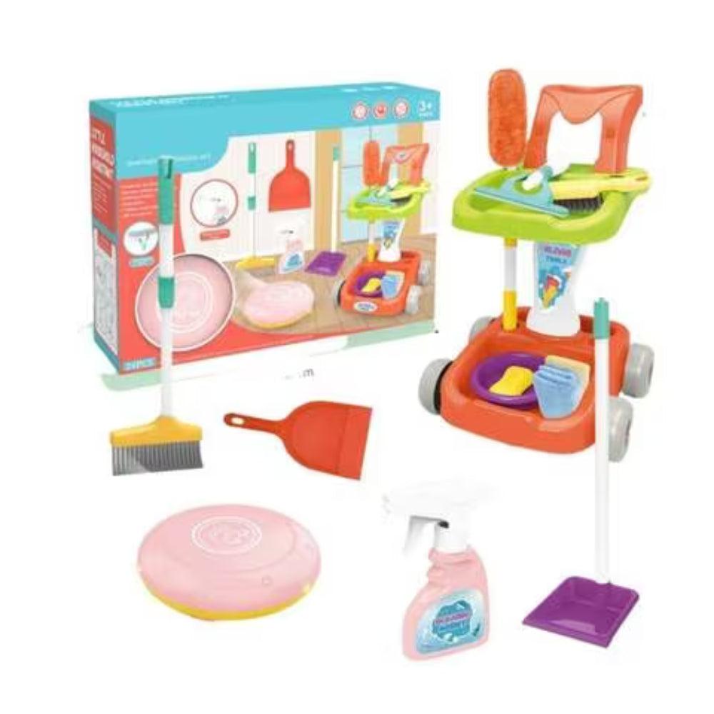 Fitto Kids Pretend Play Cleaning Set - Housekeeping Simulation Toy With Broom, Dustpan, Brush, And Accessories