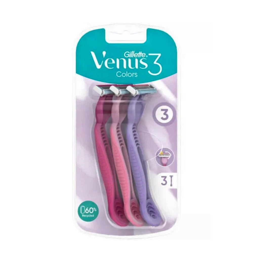 Gillette Venus Disposable Razors For Women With 3 Blades And Moisture Strip 3 Pcs