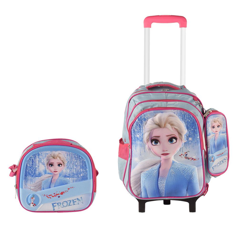 Girly 3PCS Detachable Rolling Backpack for Girls With Lunch Bag Pencil Case 2Wheels Roll