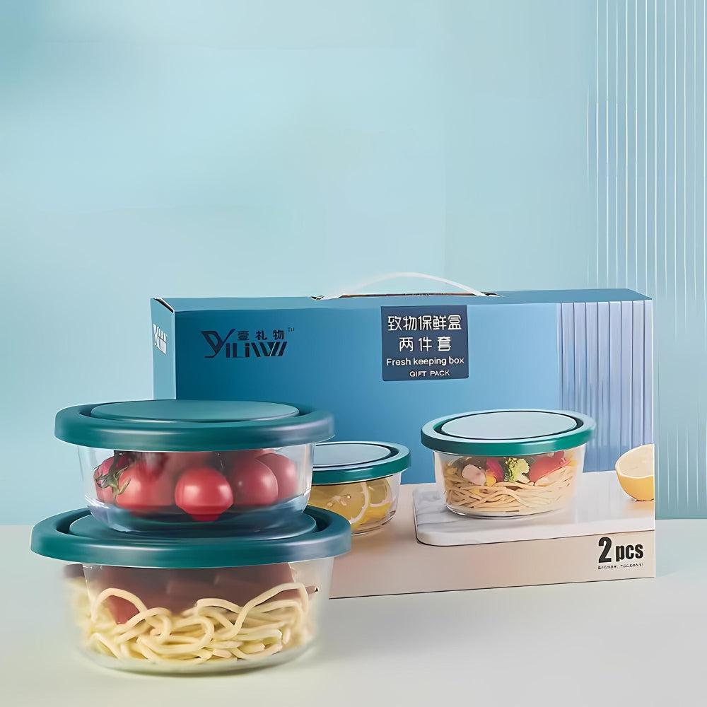 Glass lunch box set food bowls for kitchenware(2Pcs)