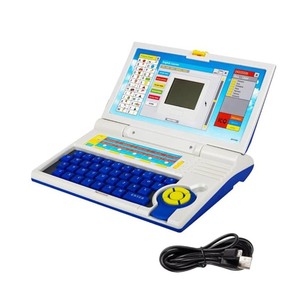 Gooyo GY-1101 Plug & Play Educational Laptop Toy With 20 Learning & Playing Activities | Blue & White Color, Dual Power Supply Source: Micro USB Cable (Included) & 3xAA Battery