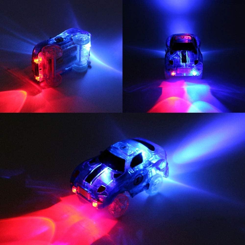 Hadly 134 Pcs Flexible And Bendable Glow In The Dark Twister Track Toy Set With Led Lights And Racing Car