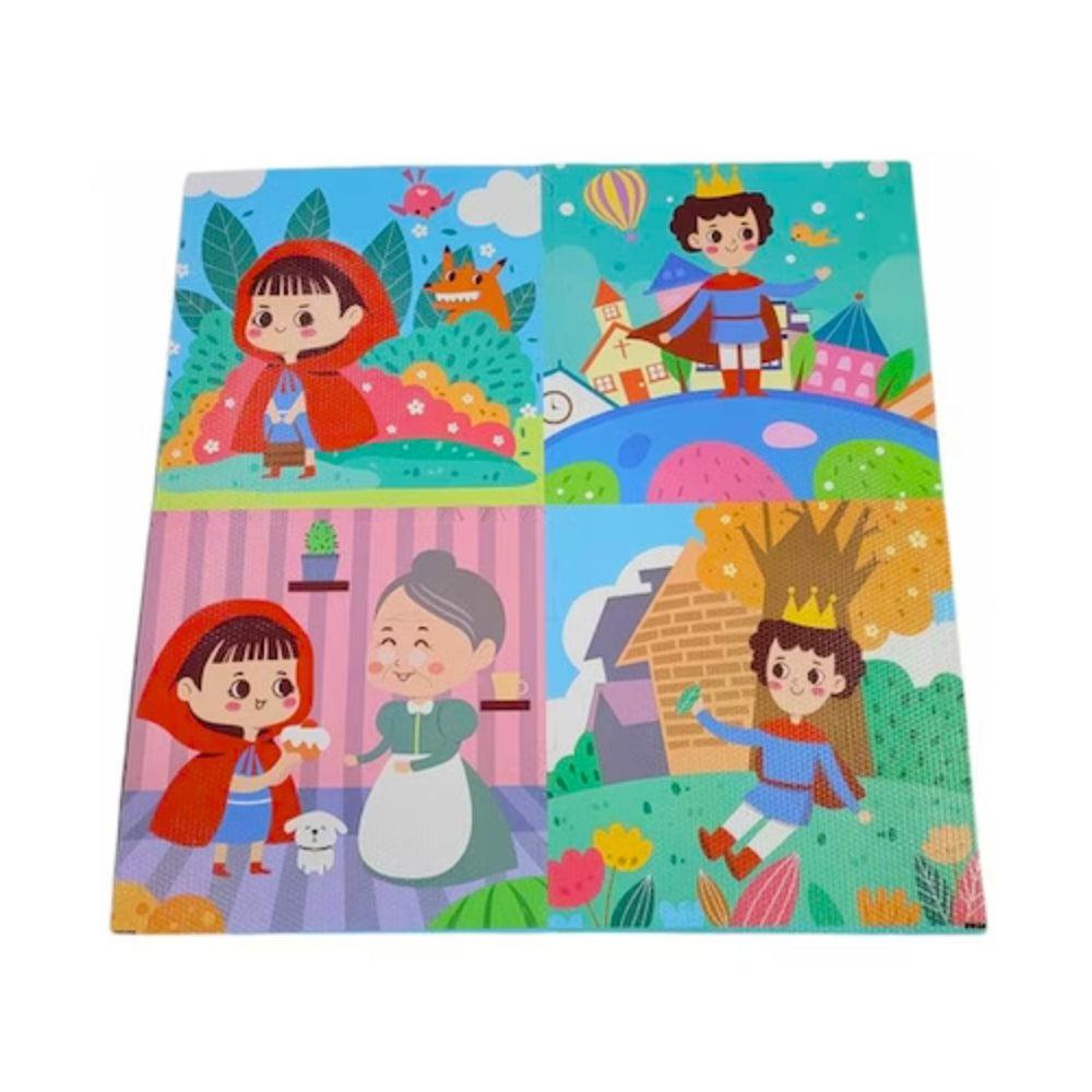 Heat And Waterproof Play Mat, EVA Foam Puzzle Type, Little Red Riding Hood And Small Print, 120 cm, 4 Pcs, 60x60 cm