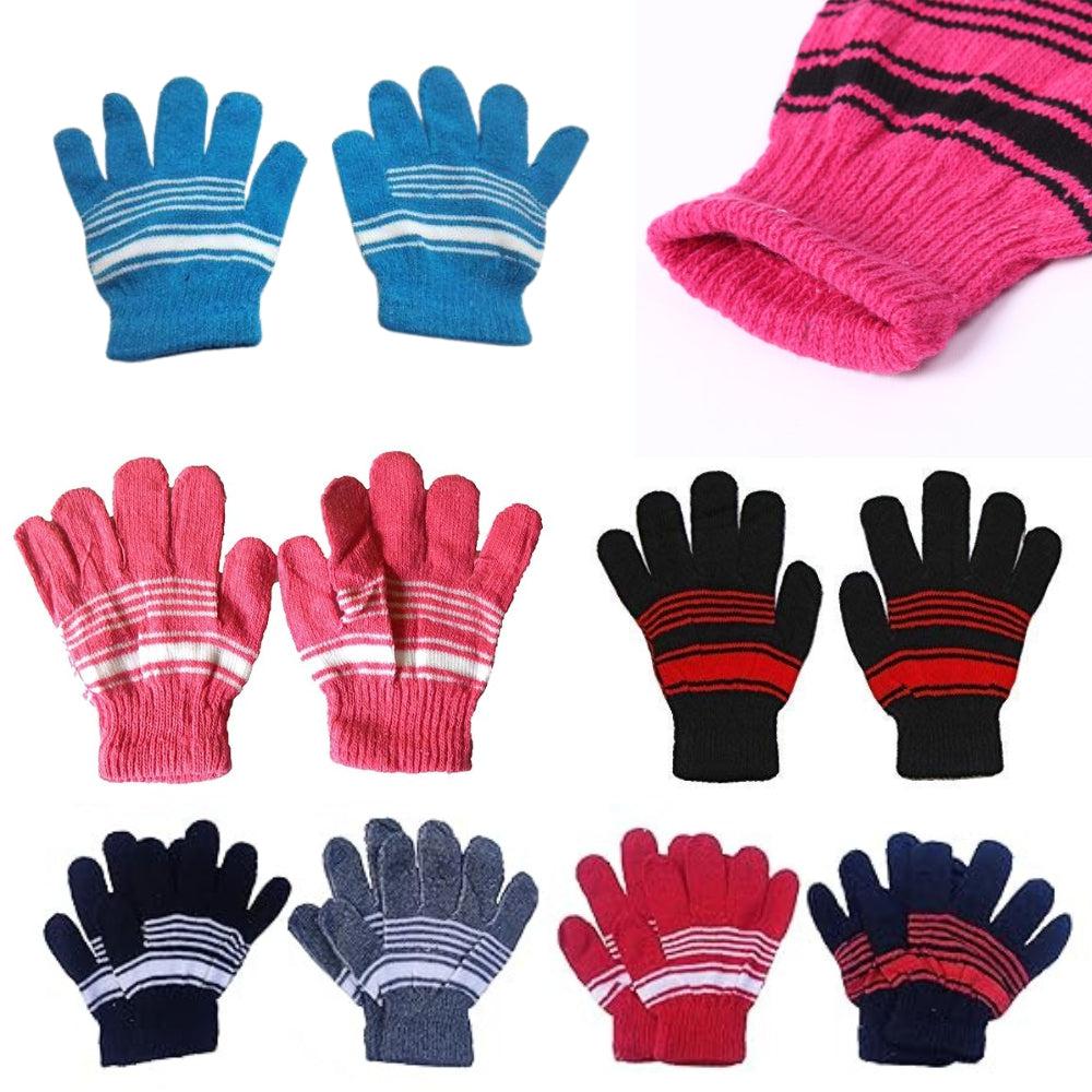 Madhavi Boy's & Girl's Winter Warm Wool Soft Hand Magic Gloves (Multicolour)