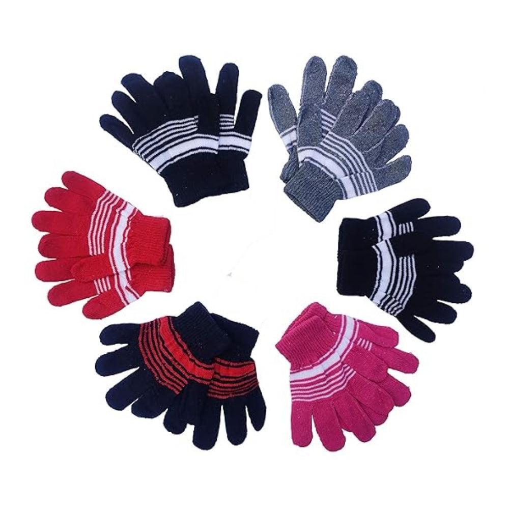 Madhavi Boy's & Girl's Winter Warm Wool Soft Hand Magic Gloves (Multicolour)