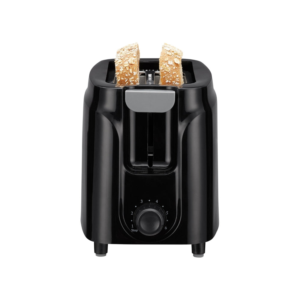 Mainstays 2 Slice Toaster, Black With 6 Shade Settings And Removable Crumb Tray
