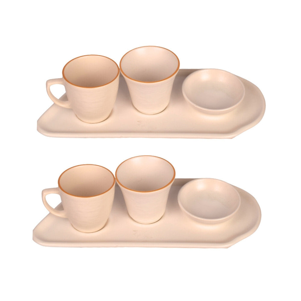 Meadows Tableware Collection - Crema Long Plate & Cups 9 Pcs