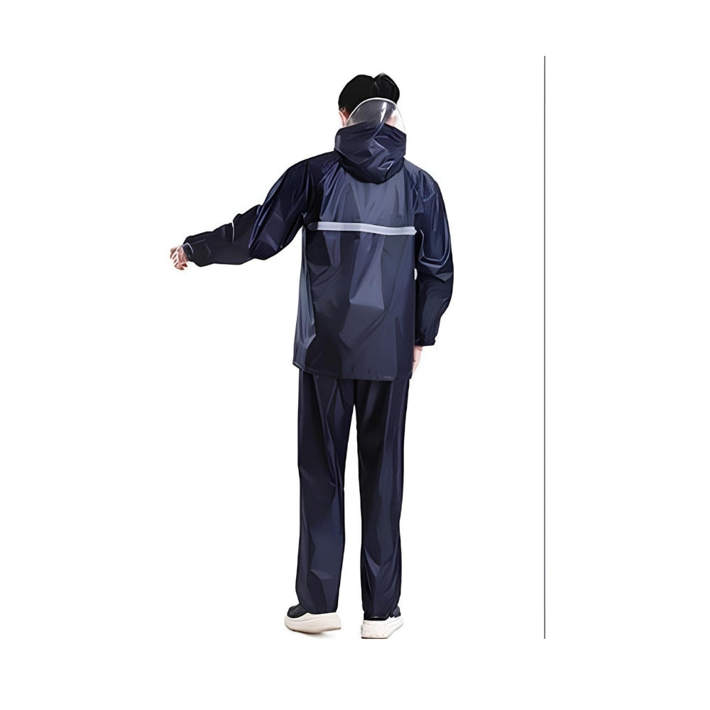Men Raincoat Hooded Suit Reflective Tape Heavy Duty
