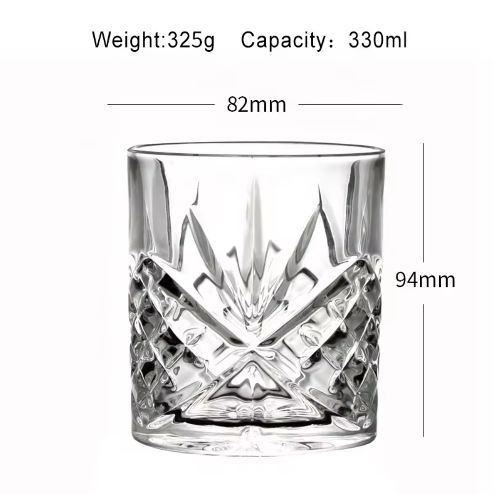 New embossing design whiskey decanter set square shape clear glass whiskey glass set in bulk