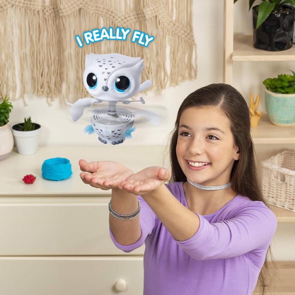 Owleez Flying Baby Owl Interactive Toy With Lights And Sounds (White), For Kids Aged 6 And Up