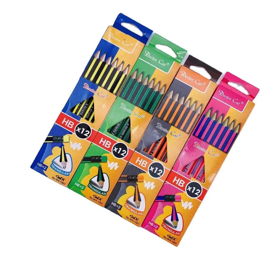 Pencil/Graph DuoMier With Eraser Striped 12 Pcs