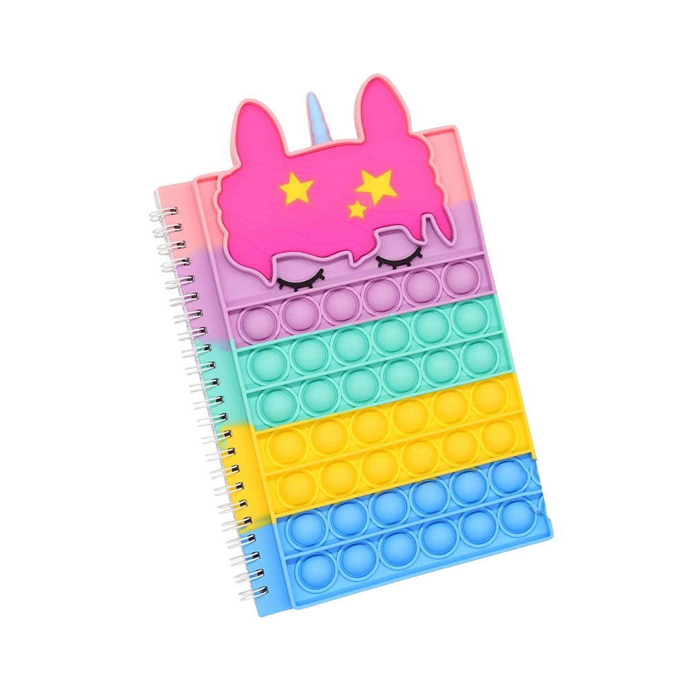 Pop It Fidget Spiral Notebook Unicorn Shape For Girls Adults Kids