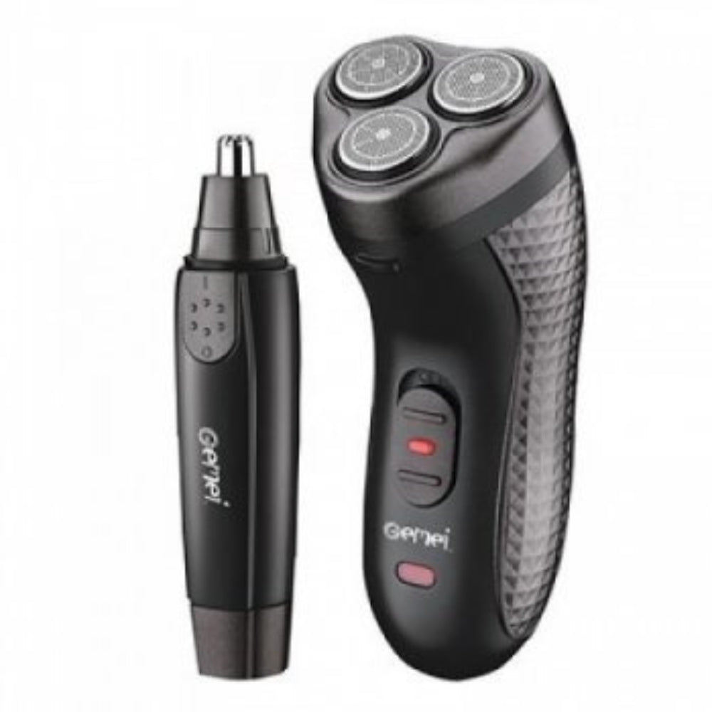 Rechargeable Electric Shaver and 3-in-1 Trimmer, Gemei GM-7113 Black