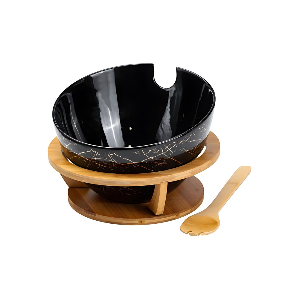 Salad Bowl With Bamboo Base