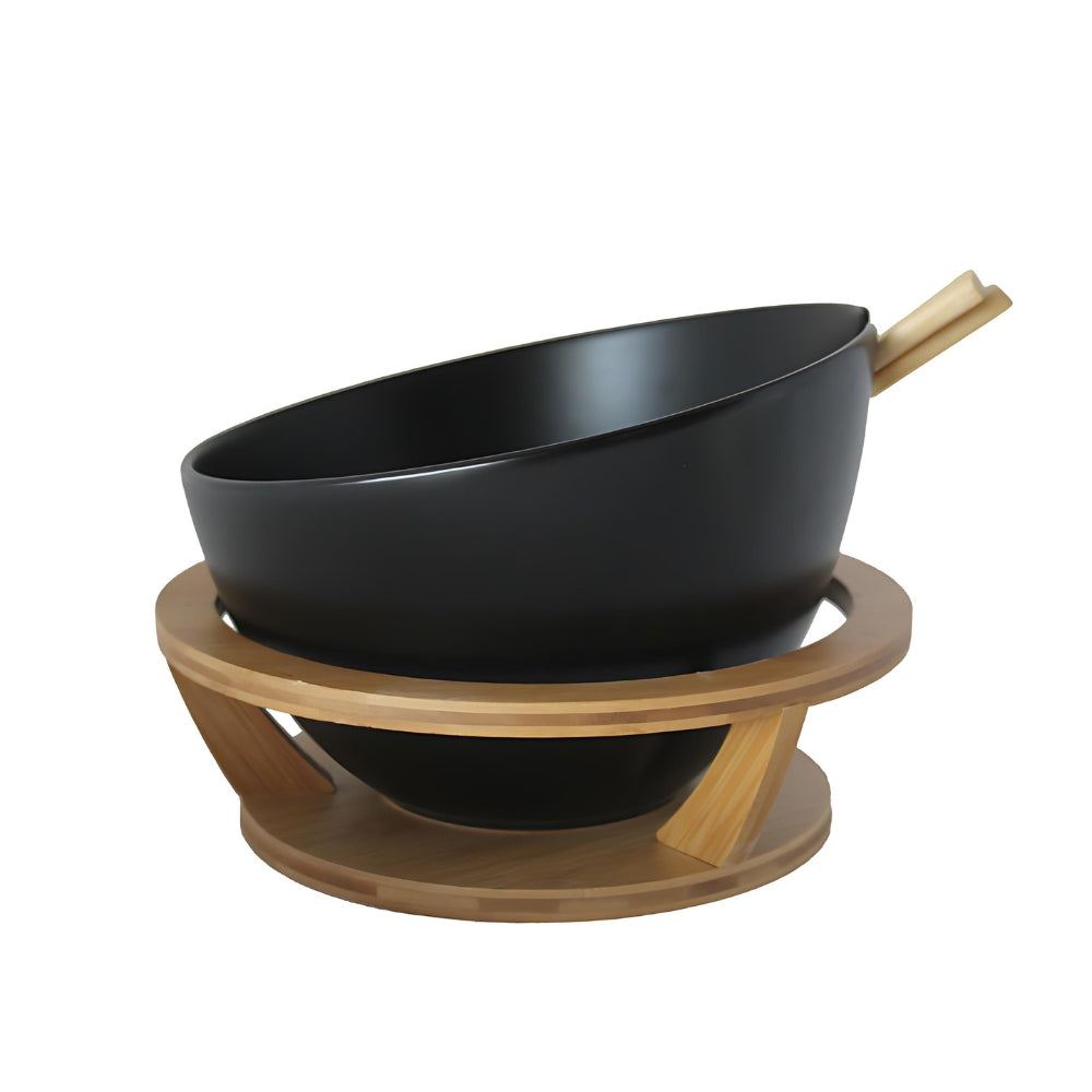 Salad Bowl With Bamboo Base