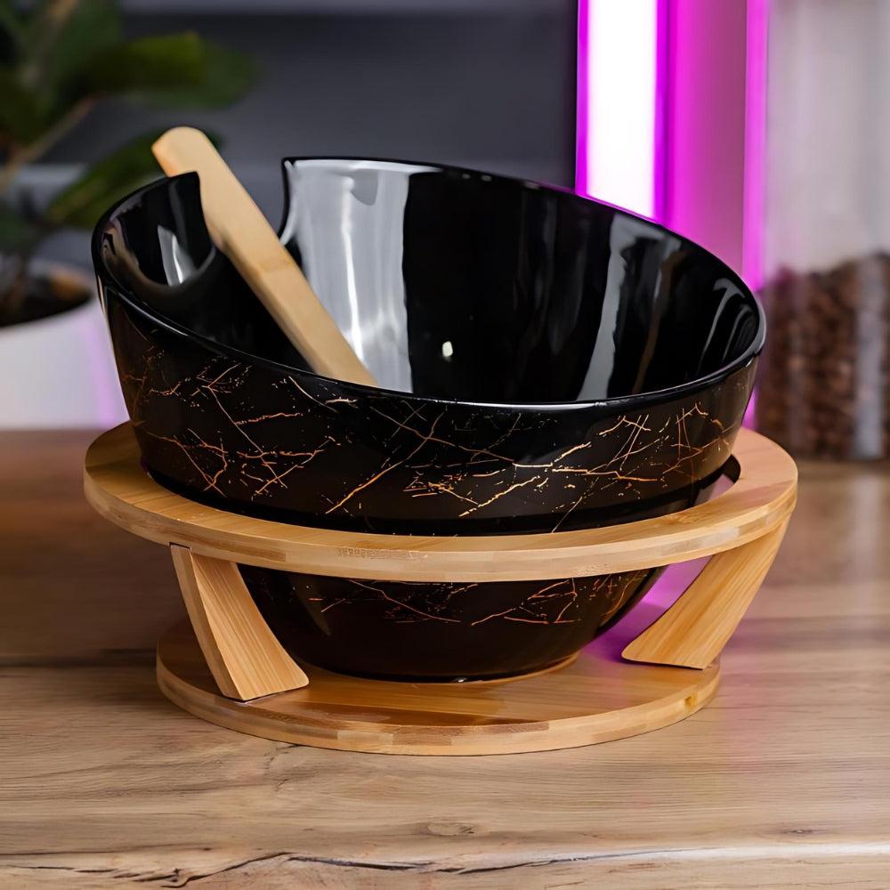 Salad Bowl With Bamboo Base