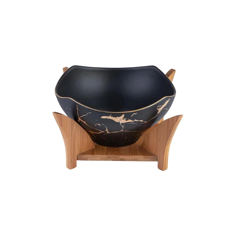 Salad Bowl With Bamboo Base