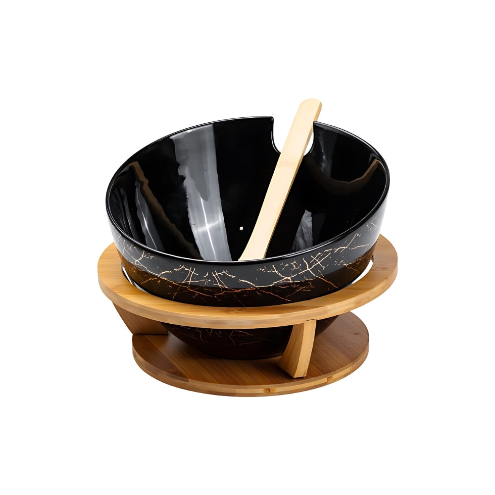 Salad Bowl With Bamboo Base