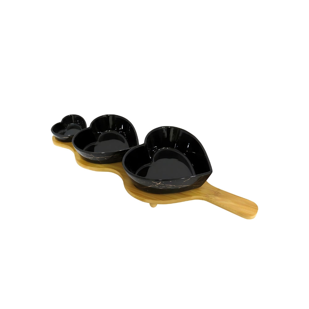 Set OF 3 Dishes With Bamboo Base