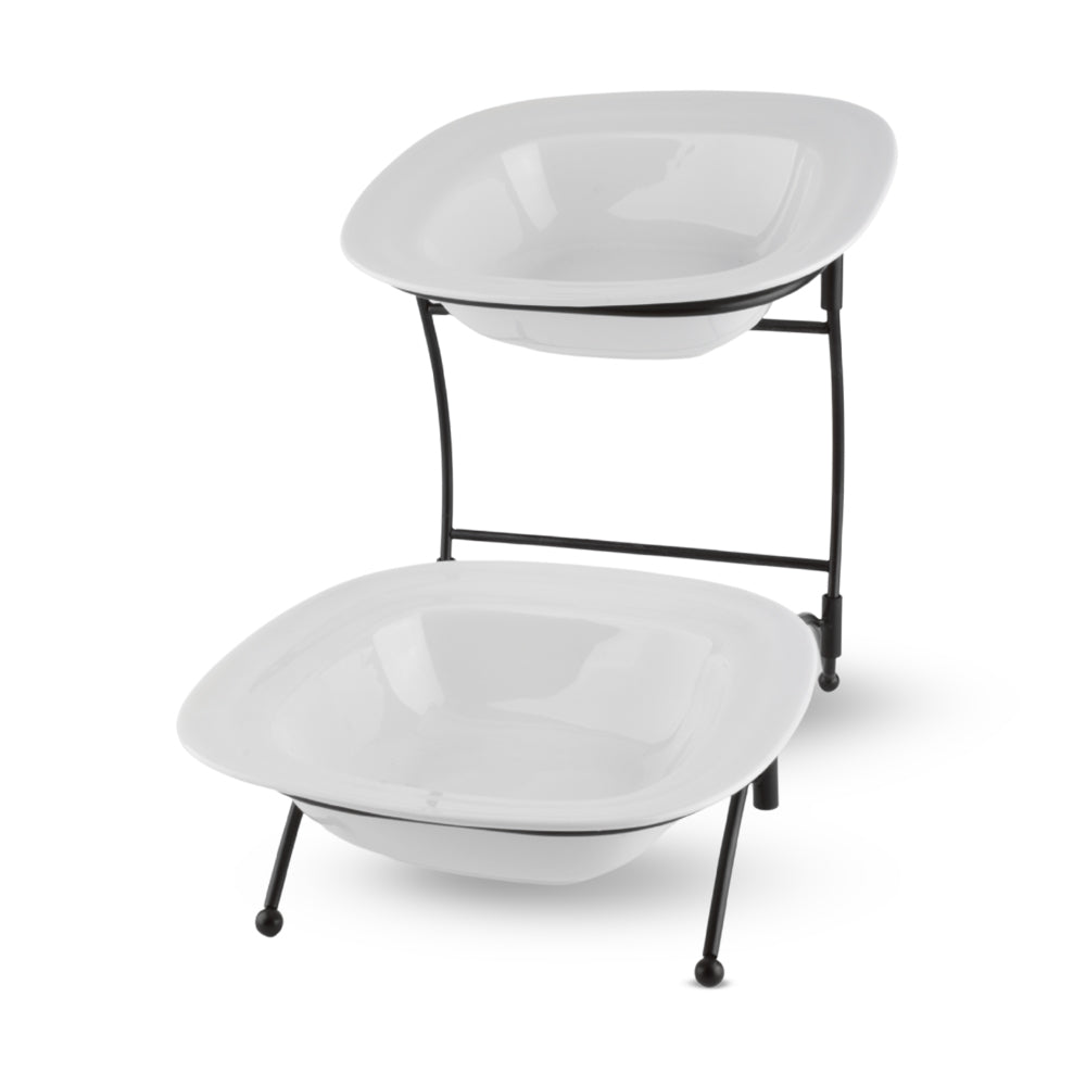 Set Of 2 Bowls With Metal Rack