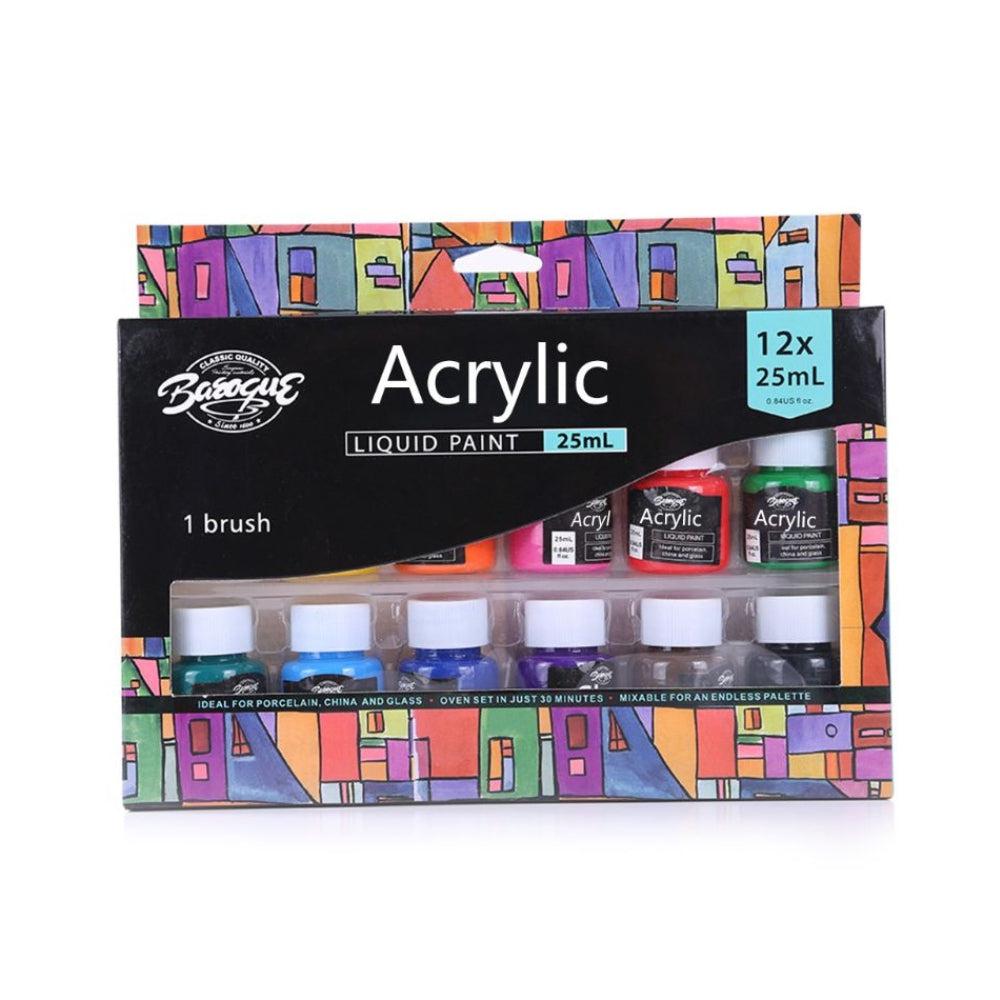 Set Of Acrylic Paints, Rich Pigments, 12x25ml, For Painting And Crafting