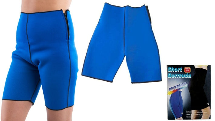 Short Bermuda Reversible Slimming Short Hi-Soft Neoprene Rubber-Blue-S