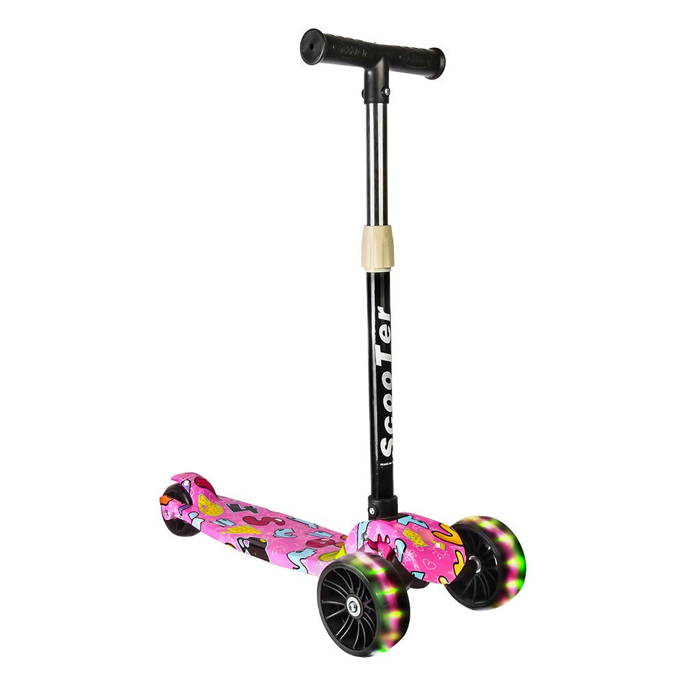 Smart Kick Scooter, 3 Adjustable Height, Front Wheel Light & PVC Wheels For Kids