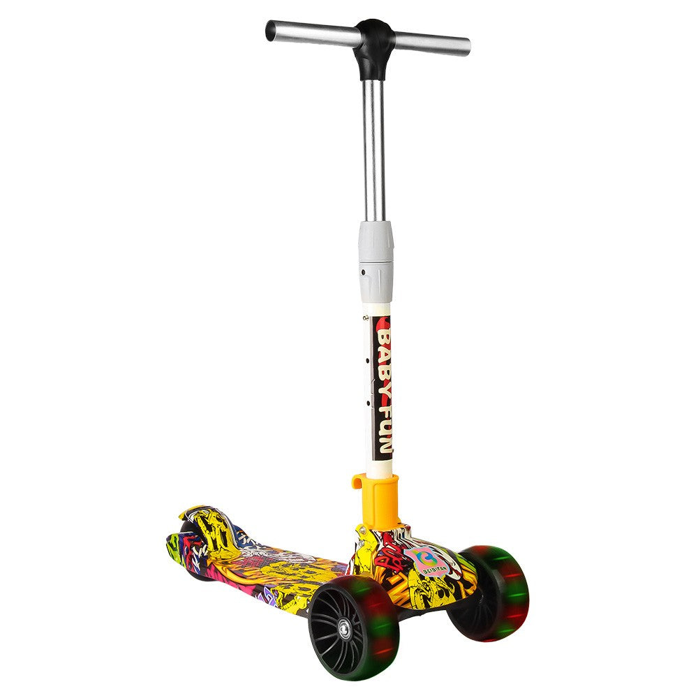 Smart Kick Scooter, 3 Adjustable Height, Front Wheel Light & PVC Wheels For Kids