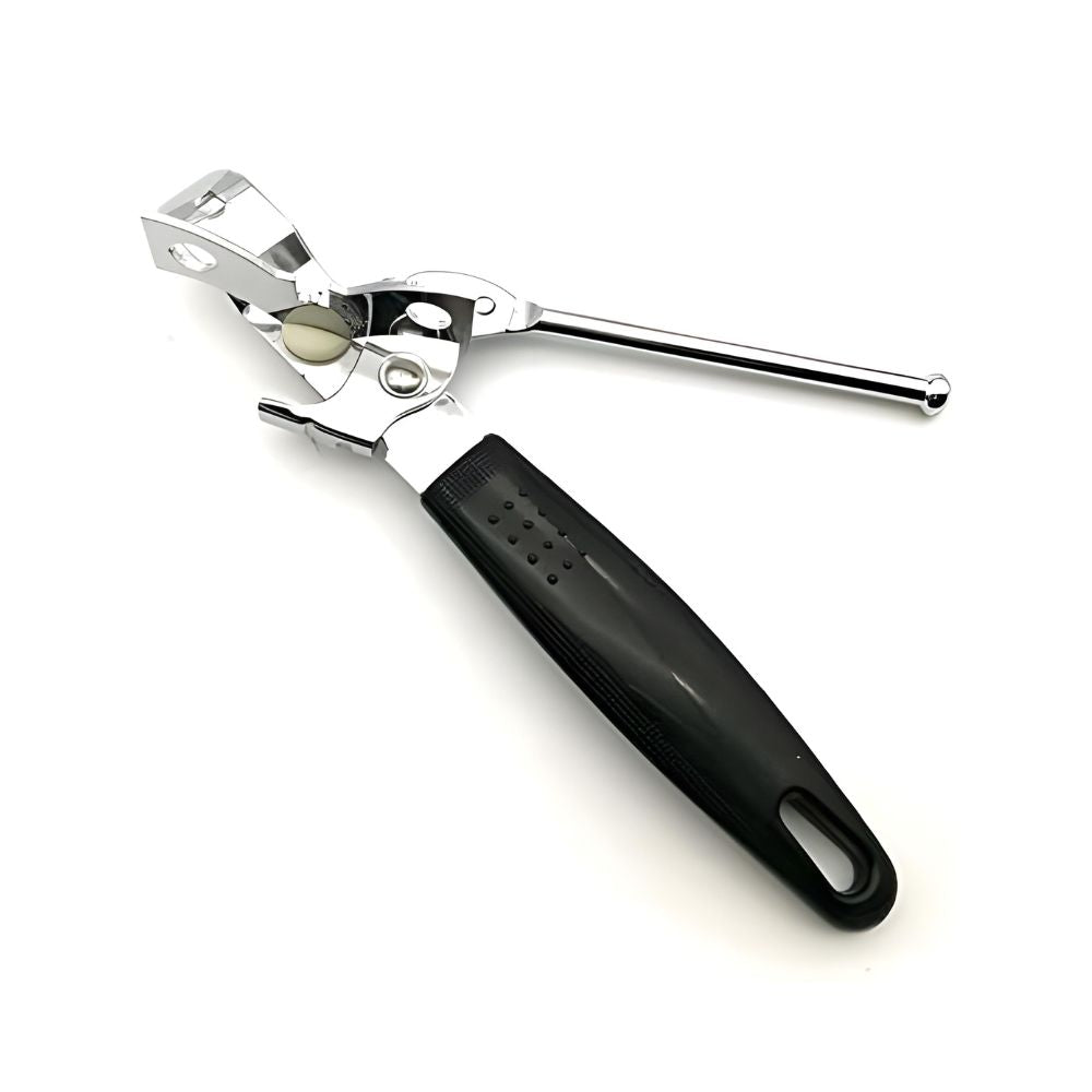 Smooth Edge Tin Opener, Stainless Steel Manual Can Opener With Ergonomic Soft Grips Handle With Easy Turn Round Knob, Side Cutting Bottle Opener, Lid Lifter That Won't Touch Food