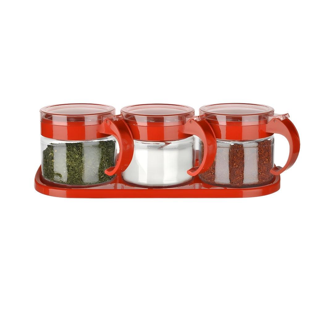 Spice Set 3 Pcs Standing Glass Spice Jar With Spoon