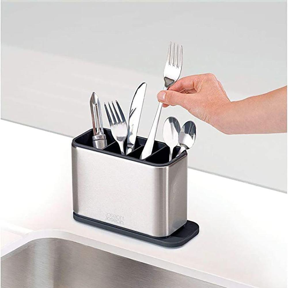 Stainless Steel Cutlery Dish Rack With Easy Drain Spout Kitchen Storage