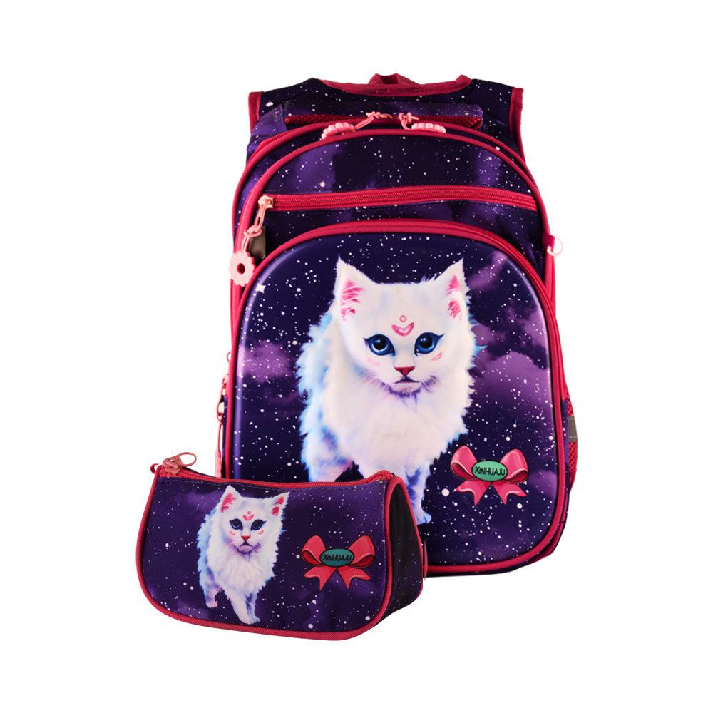 Trendy Cartoon School Bags for Girl Waterproof 3D Front Primary 1-5 Grade