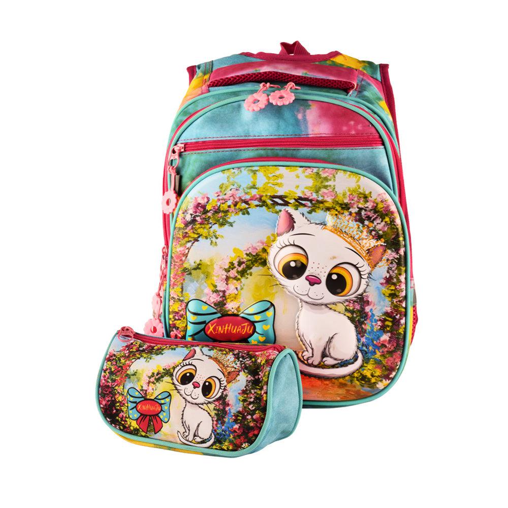 Trendy Cartoon School Bags for Girl Waterproof 3D Front Primary 1-5 Grade